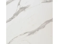 Mesa alta 60 x 60 cm - modelo Milán mármol blanco con cantos de latón