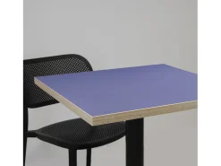 Mesa alta 60 x 60 cm - modelo Bazila nota azul cantos madera