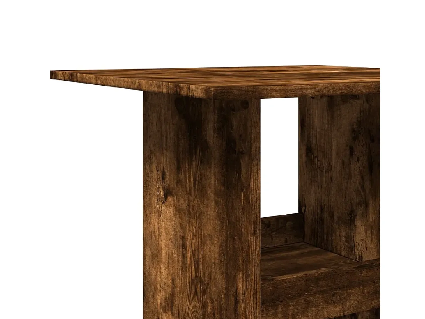 Mesa alta bar con almacenaje madera roble ahumado 60x60x102 cm