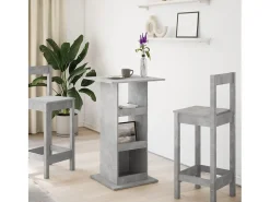 Mesa alta bar con almacenaje madera gris hormigón 60x60x102 cm