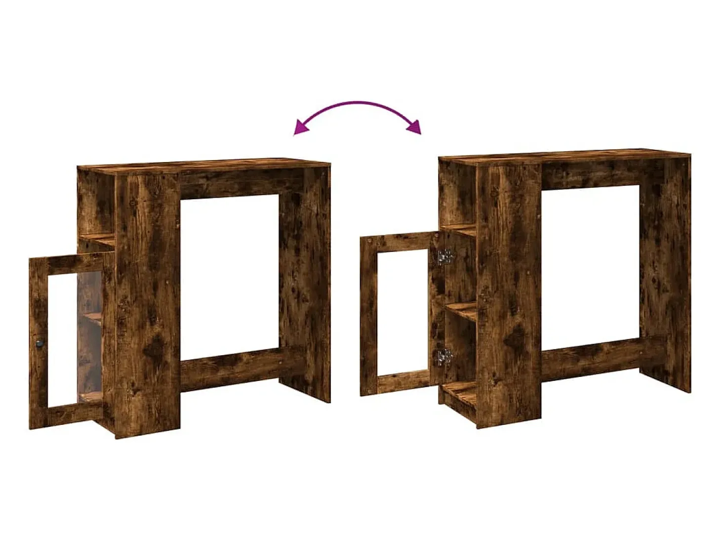 Mesa alta bar con estantes roble ahumado 101x40x103,5 cm