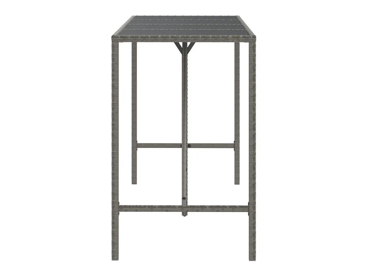 Mesa alta bar con superficie vidrio ratán PE gris 180x70x110 cm ES574735