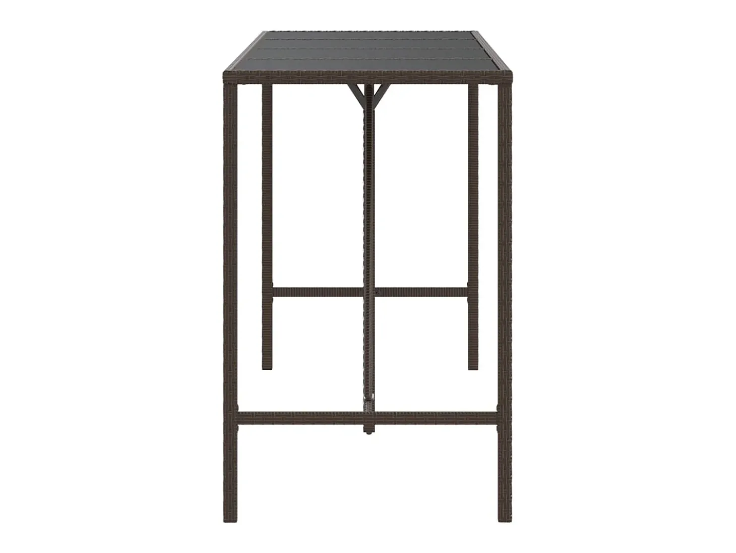 Mesa alta bar superficie vidrio ratán PE marrón 180x70x110 cm ES120038