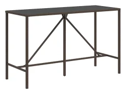 Mesa alta bar superficie vidrio ratán PE marrón 180x70x110 cm ES120038