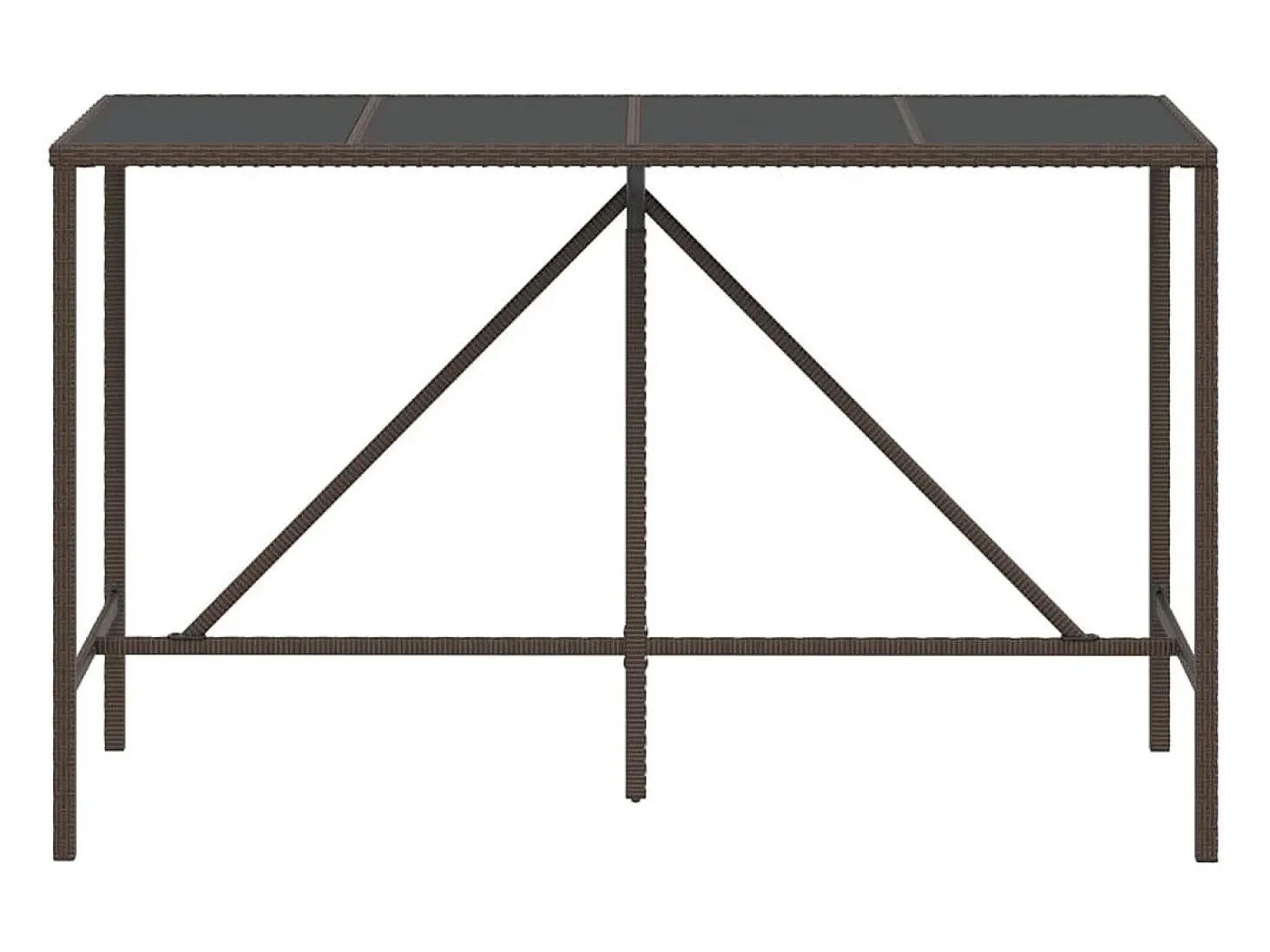 Mesa alta bar superficie vidrio ratán PE marrón 180x70x110 cm ES120038
