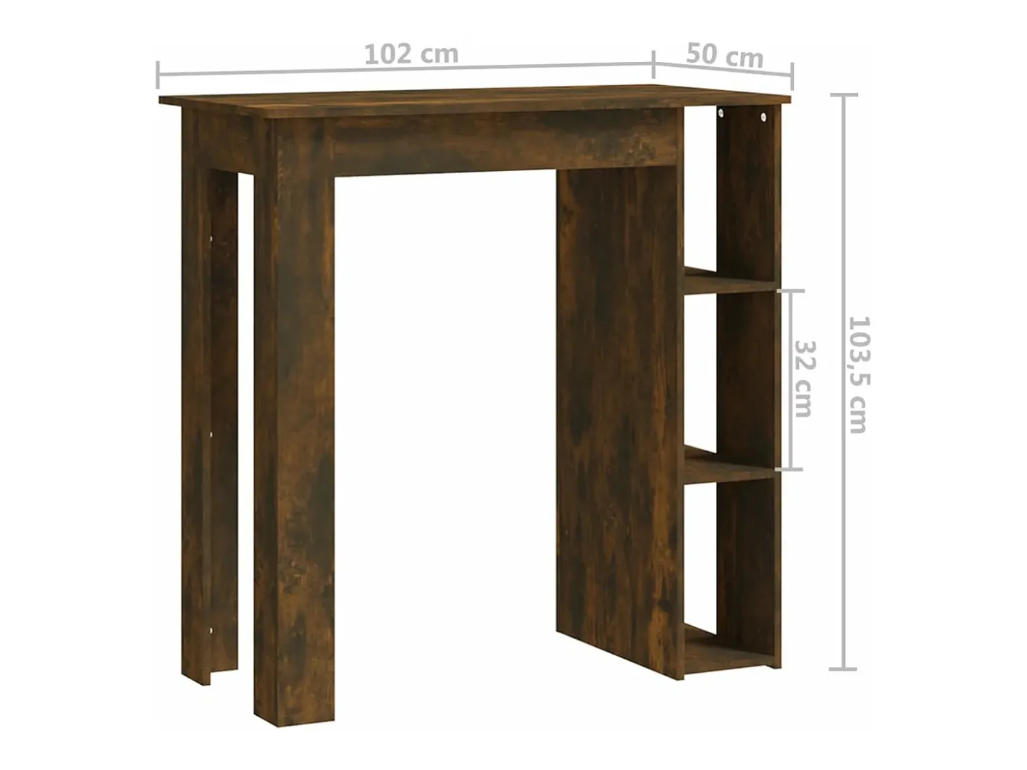 Mesa alta con estante roble Sonoma 102x50x103,5 cm