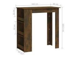 Mesa alta con estante roble ahumado 102x50x103,5 cm