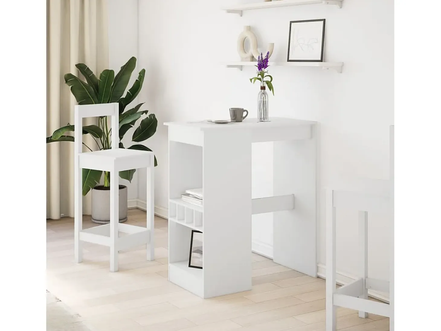Mesa alta con estantes madera ingeniería 90x47,5x103,5 cm