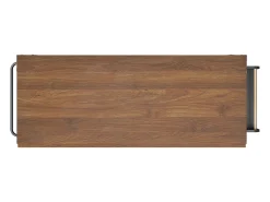 Mesa alta con tablero de espejo jaspeado, diseño moderno, MDF, color negro, patas de metal (100 x 90 x 90 cm)