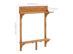 Mesa alta de balcón de madera maciza de acacia 90x37x122,5 cm