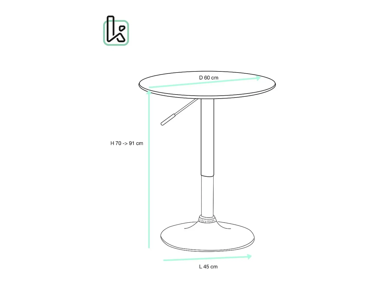 Mesa Alta de Bar Ø60 cm – Altura Regulable y Giratoria – Diseño Moderno SETI (Mármol)