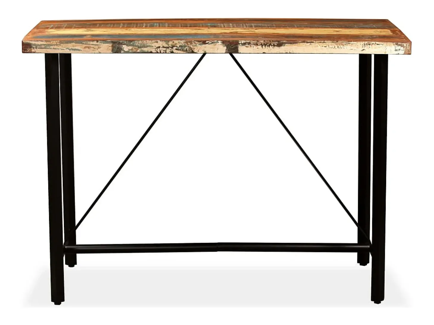 Mesa alta de bar de madera maciza reciclada 150x70x107 cm