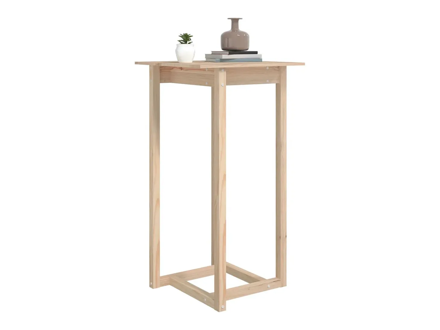 Mesa alta de bar de madera maciza de pino 60x60x110 cm