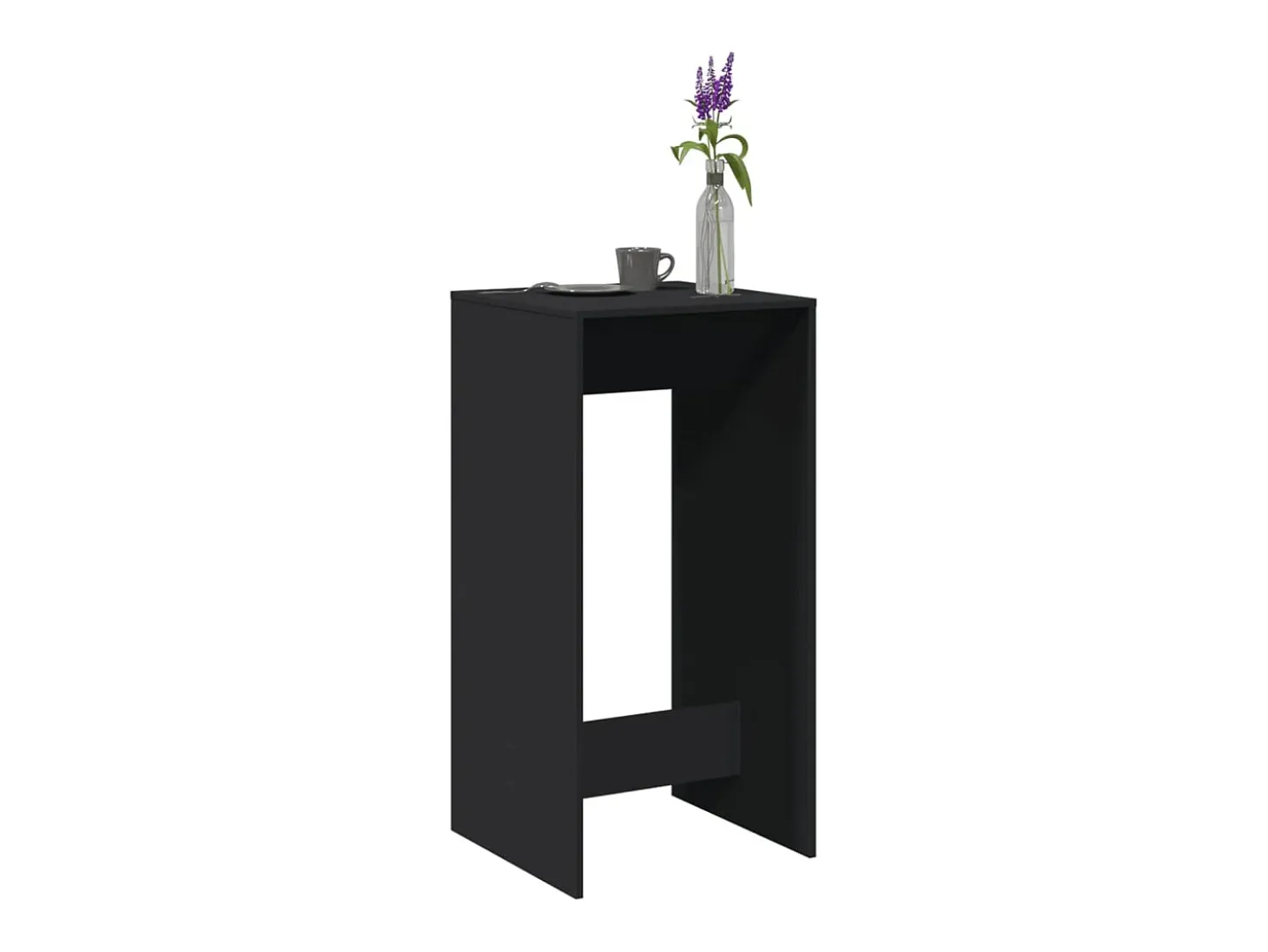 Mesa alta de bar madera de ingeniería negra 51x50x103,5 cm