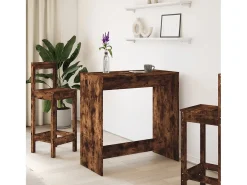 Mesa alta de bar madera ingeniería roble ahumado 102x50x103,5cm