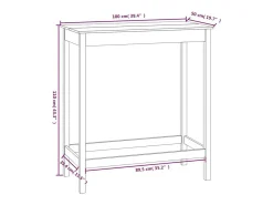 Mesa alta de bar madera maciza de pino blanco 100x50x110 cm