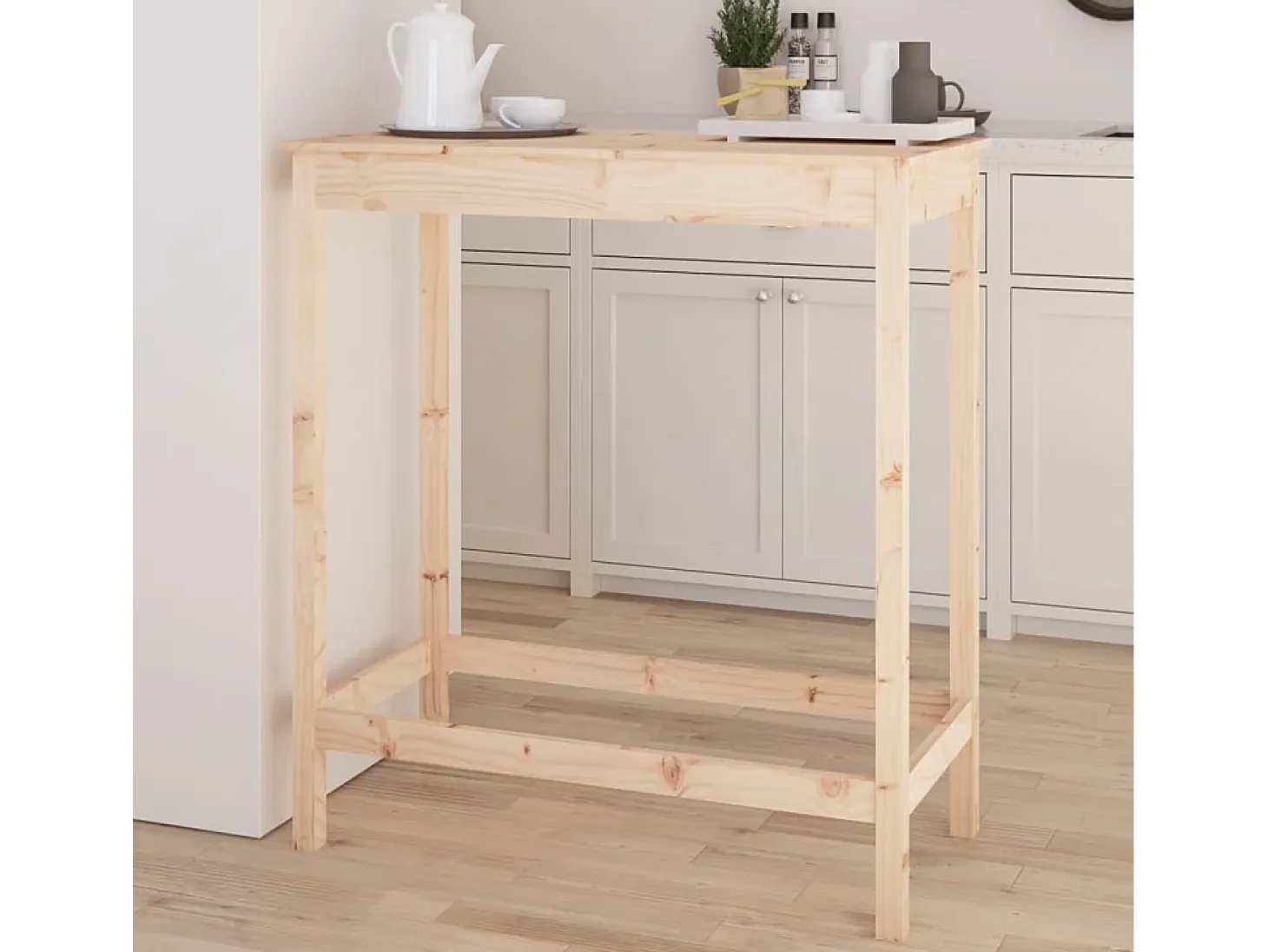 Mesa alta de bar madera maciza de pino 100x50x110 cm
