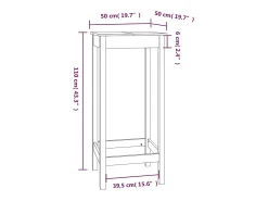 Mesa alta de bar madera maciza de pino 50x50x110 cm