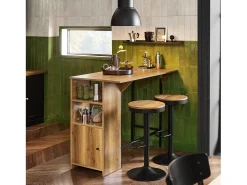 Mesa Alta de Bar Mesa Alta de Comedor con 1 Tablero Plegable Adicional, 1 Puerta y 2 Estantes 120 x 63 x 95 cm FWT98-PF SoBuy ES