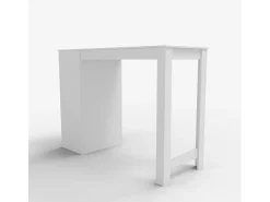 Mesa alta de bar para cocina moderna de 103 cm con estantes laterales Petra.