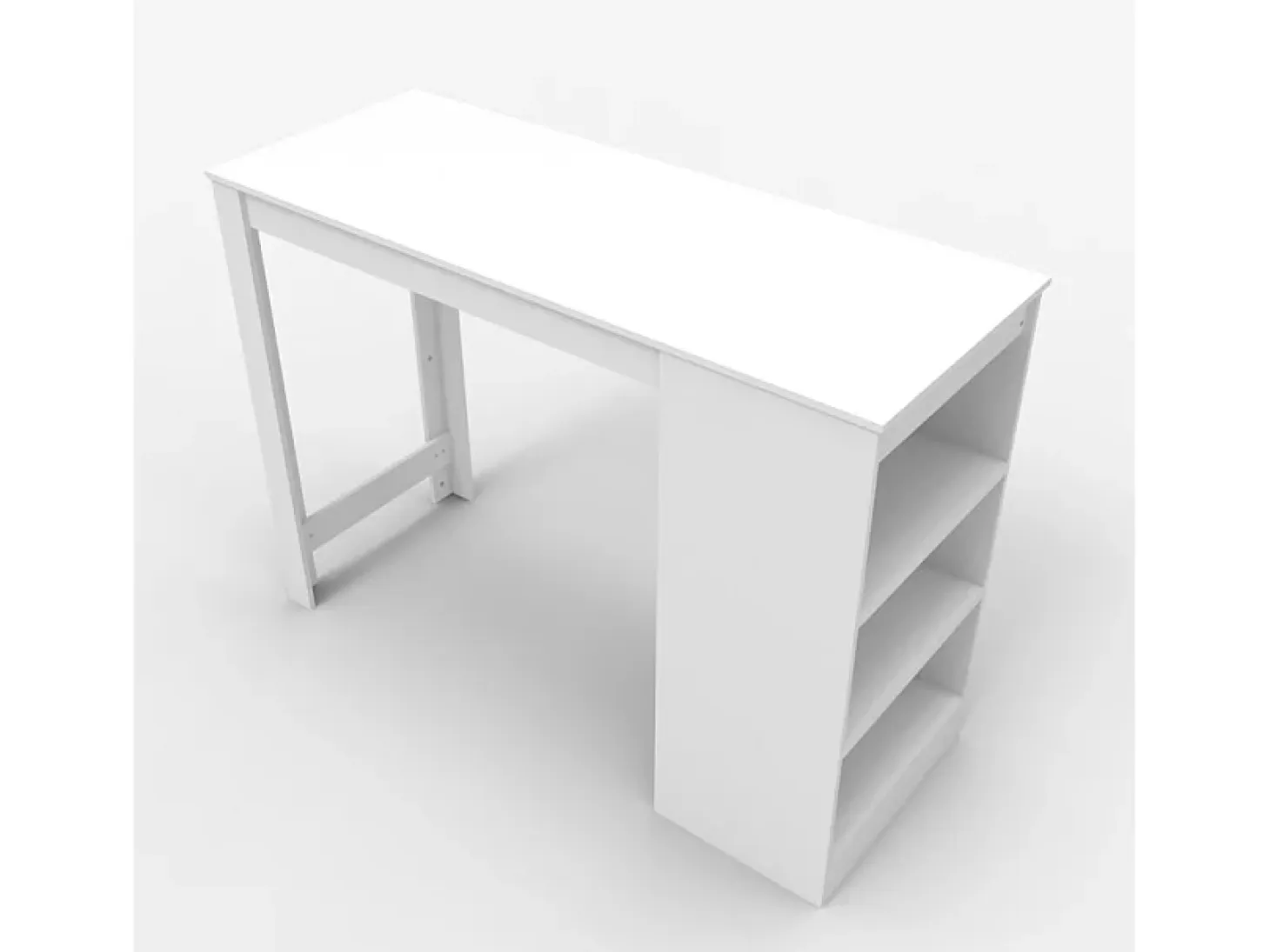 Mesa alta de bar para cocina moderna de 103 cm con estantes laterales Petra.