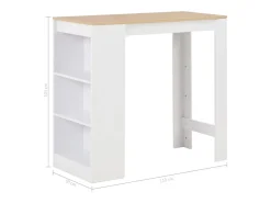 Mesa alta de bar/bistro con estante blanca 110 cm 0902052
