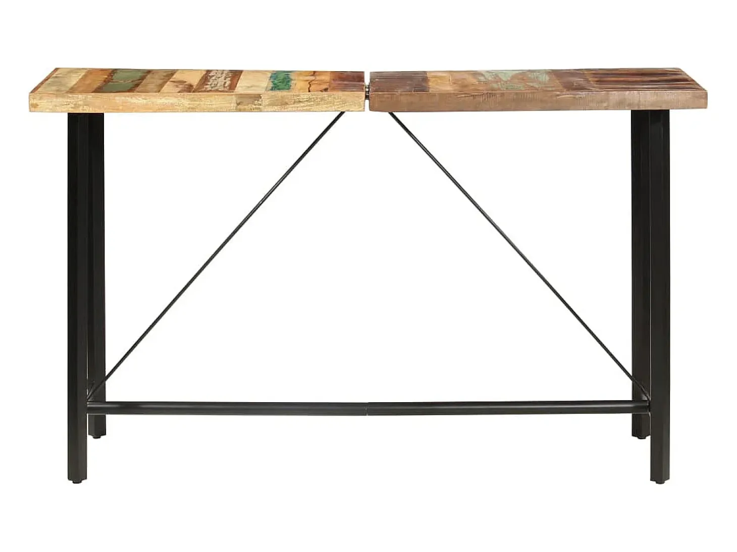 Mesa alta de cocina de madera maciza reciclada 180x70x107 cm