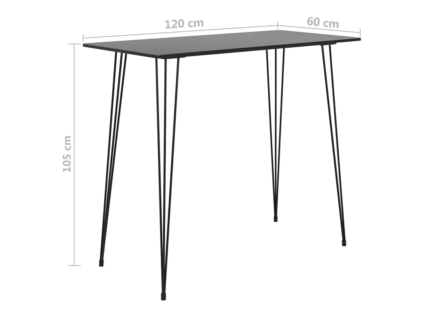 Mesa alta de cocina negro 120x60x105 cm ES864866