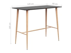 Mesa alta de cocina negro 120x60x105 cm