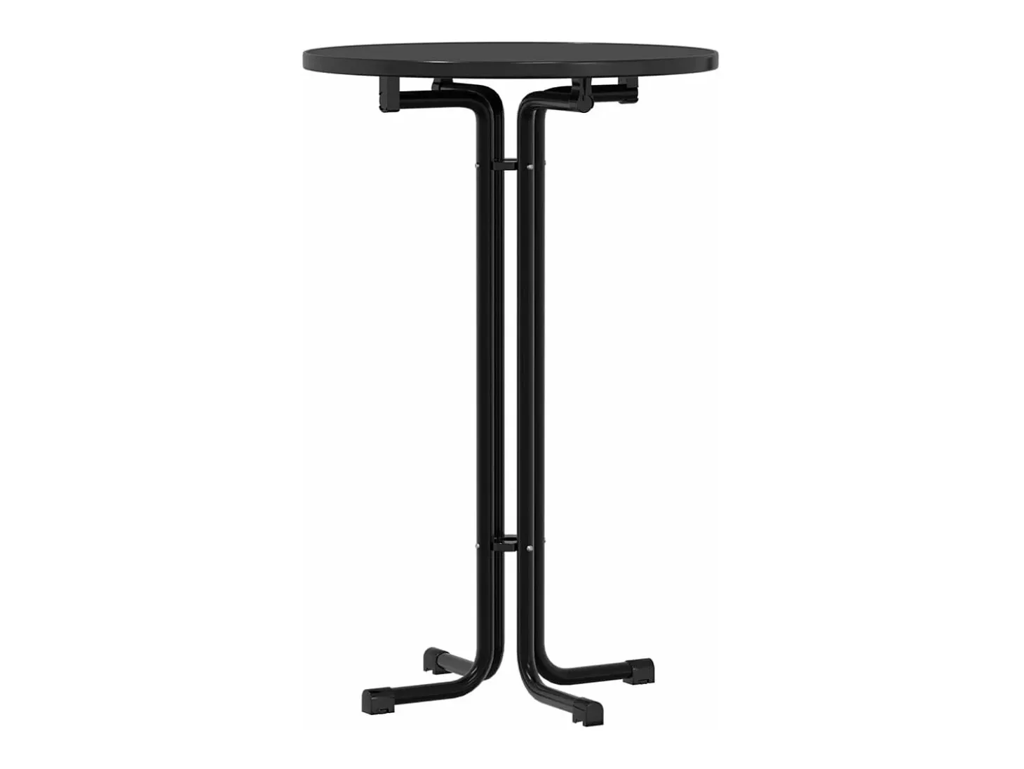 Mesa alta de comedor madera ingeniería y acero negro Ø70x110 cm