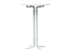 Mesa alta de comedor madera ingeniería y acero blanco Ø70x110cm ES805979