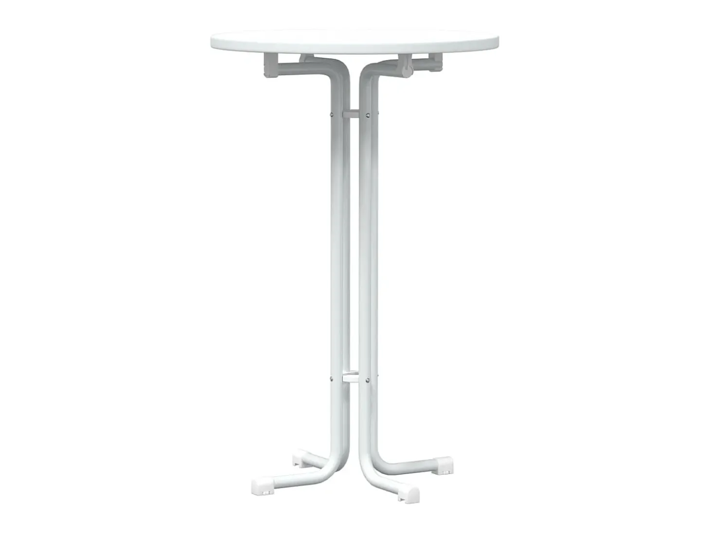 Mesa alta de comedor madera ingeniería y acero blanco Ø70x110cm ES805979