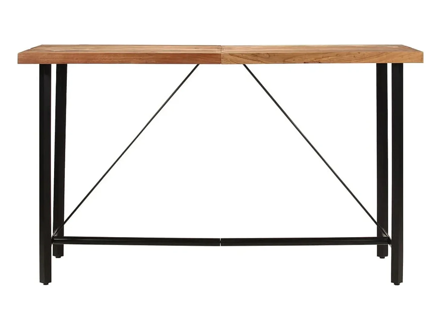 Mesa alta de hierro y madera maciza de acacia 180x70x107 cm