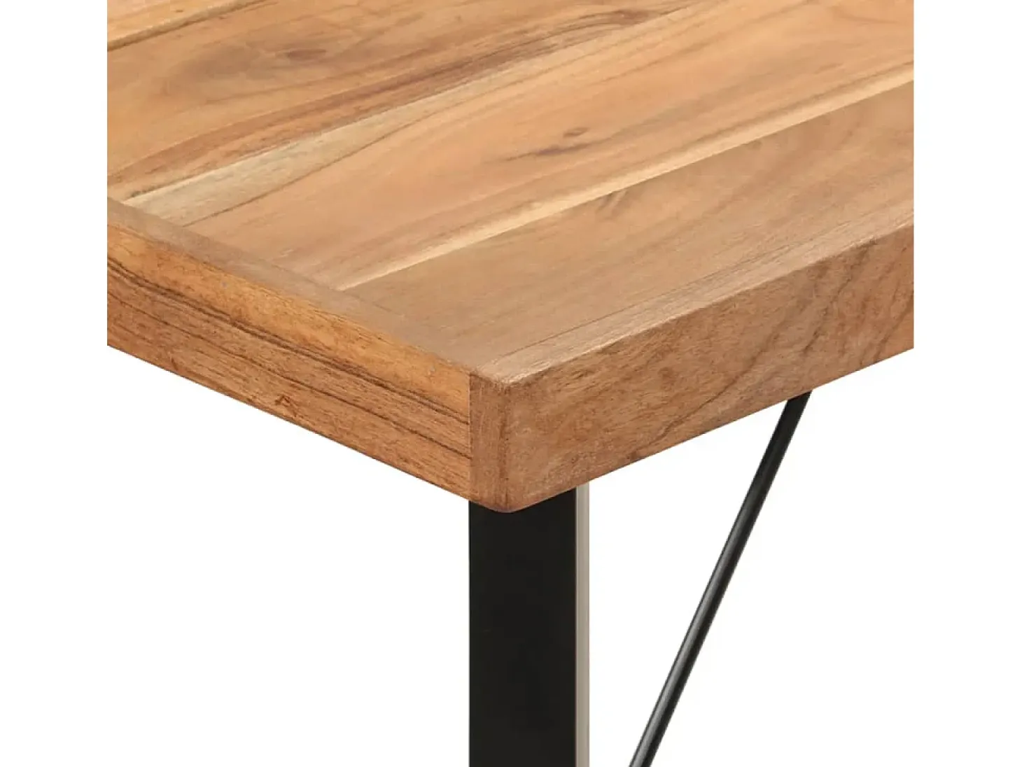 Mesa alta de hierro y madera maciza de acacia 180x70x107 cm