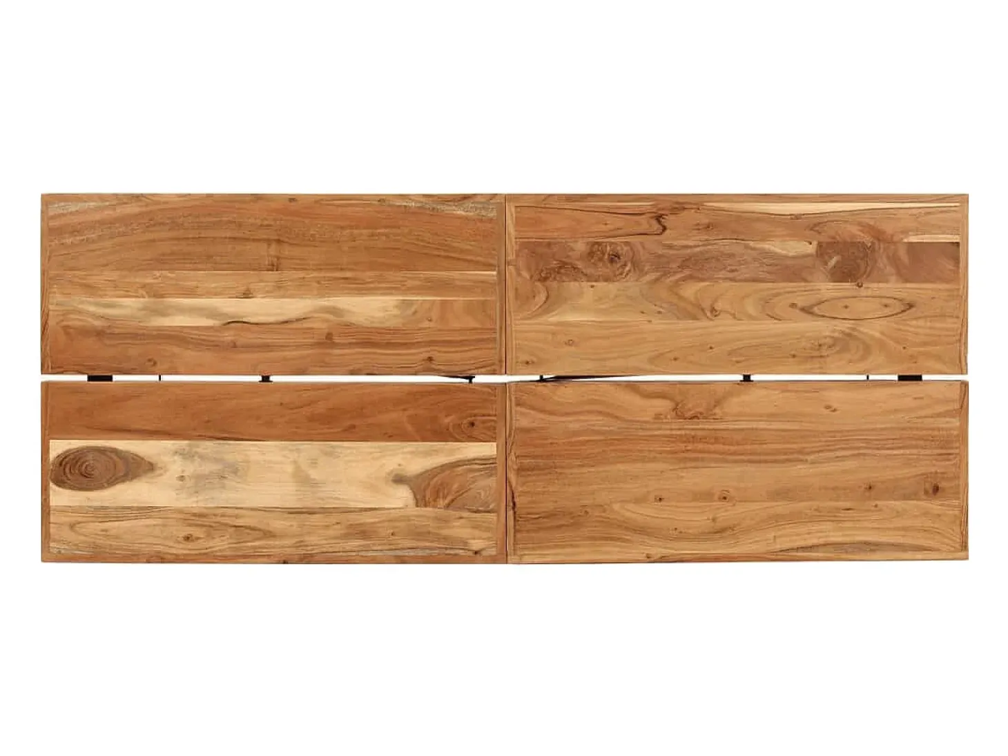 Mesa alta de hierro y madera maciza de acacia 180x70x107 cm
