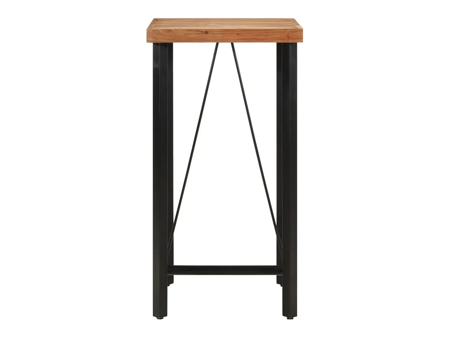 Mesa alta de hierro y madera maciza de acacia 55x55x107 cm