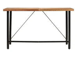 Mesa alta de hierro y madera maciza de acacia 180x70x107 cm