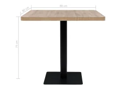 Mesa alta estilo bar/bistro MDF y acero cuadrada 80 x 80 cm roble beige 0902108