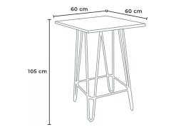 Mesa alta para taburetes industriales 60x60 metal acero madera Bolt - Marrón