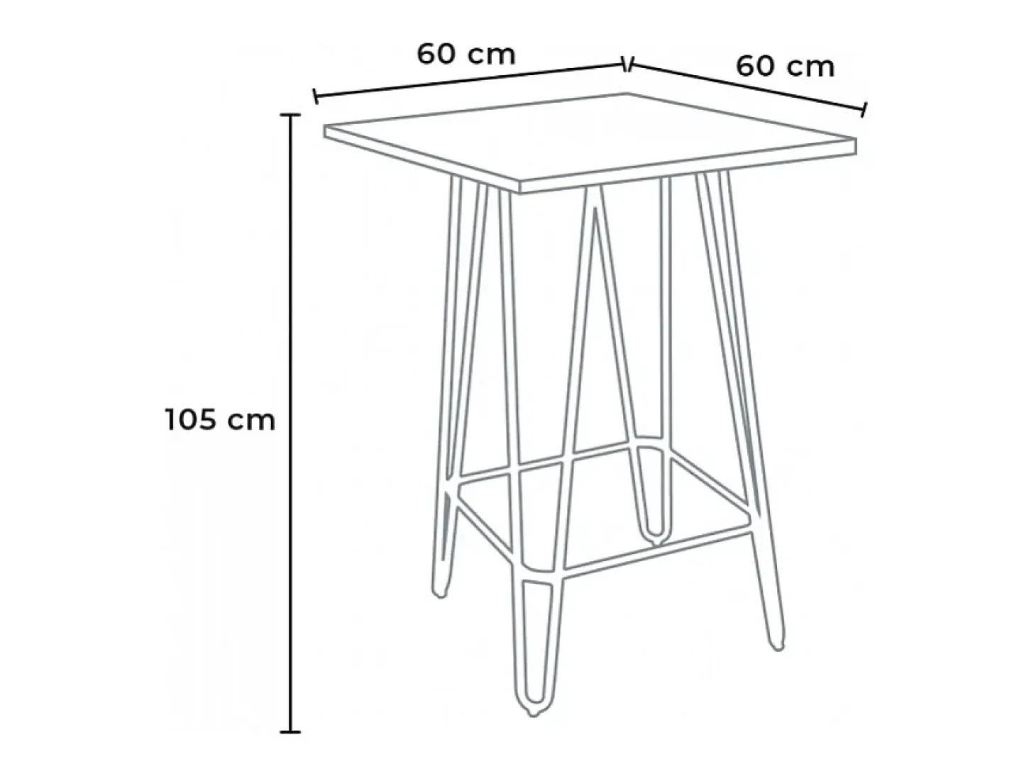Mesa alta para taburetes industriales 60x60 metal acero madera Bolt - Marrón