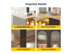 Mesa alta pivotante 360°, diseño moderno, negro mate con puerta en cristal Changhong et éclairage LED, mueble de gama (197x39,6x100 cm)