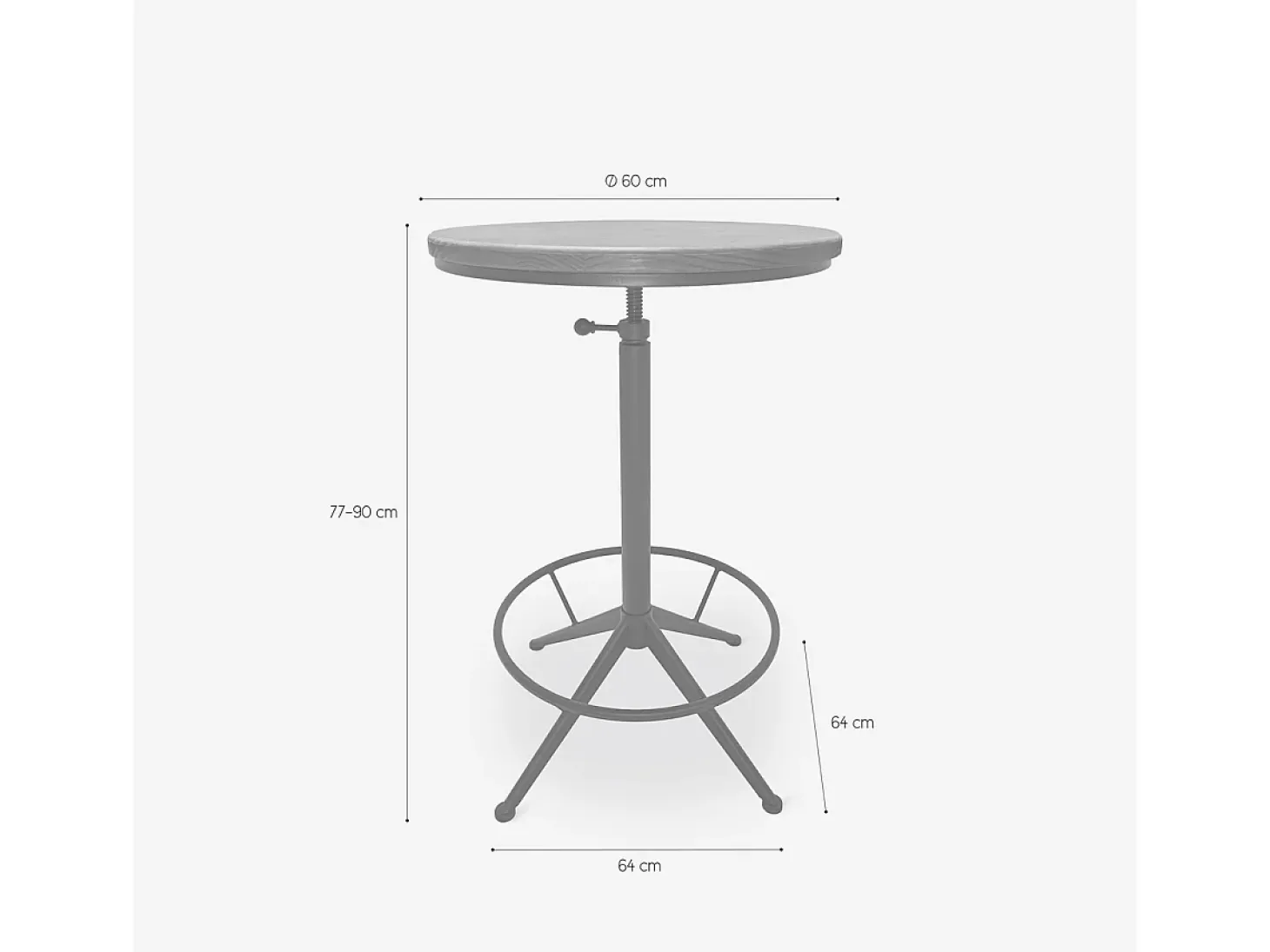 Mesa alta vintage industrial redonda ajustable para bar cocina Girus
