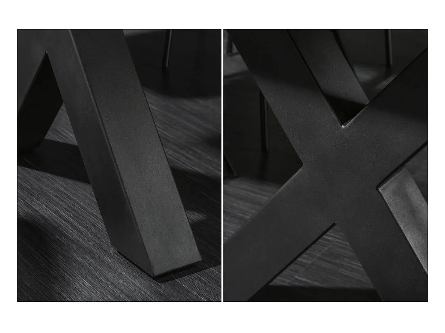 Mesa ARKAYA 200 cm – Tablero de madera maciza de acacia barnizada y patas de metal negro en X