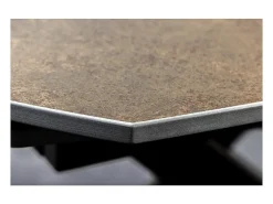 Mesa ATONIA – Ovalada extensible 130 a 190 cm – Tablero cerámico efecto mármol bronce – Patas de metal – Estilo moderno