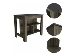 Mesa Auxiliar de cocina Cala en melamina con 3 estantes , 89.91 cm X 102.8 cm X 69.85 cm , Marrón