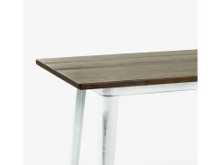 Mesa bar alta taburetes vintage industrial 120 x 60 x 106 cm Catal Brush - Blanco