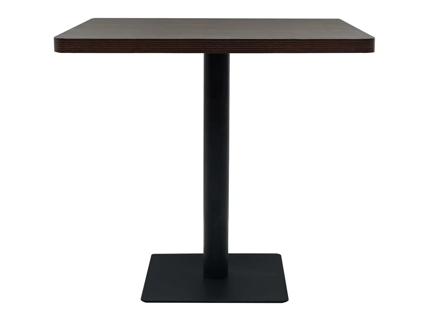 Mesa bar bistró MDF y acero cuadrada fresno oscuro 80x80x75 cm