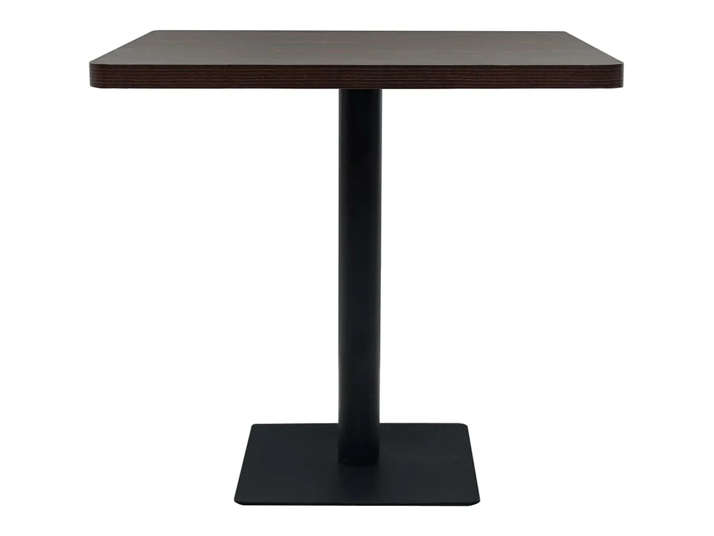 Mesa bar bistró MDF y acero cuadrada fresno oscuro 80x80x75 cm
