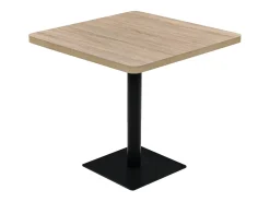 Mesa bar bistró MDF y acero cuadrada color roble 80x80x75 cm