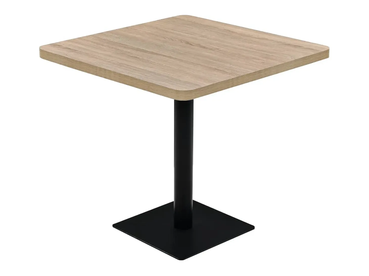 Mesa bar bistró MDF y acero cuadrada color roble 80x80x75 cm
